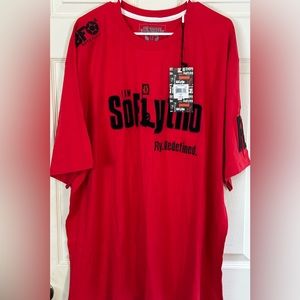 Born fly, red embroidered T-shirt